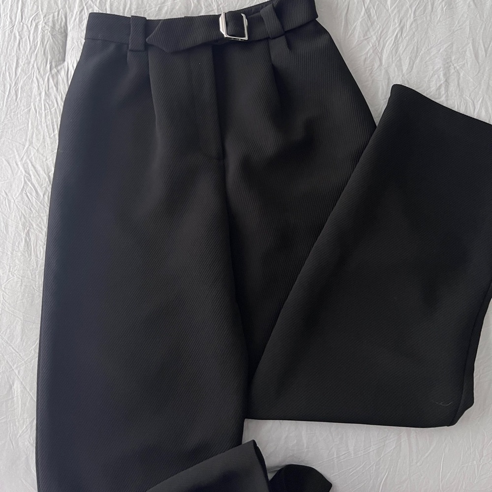 Maje Black High-Waist Tailored Trousers with Belt